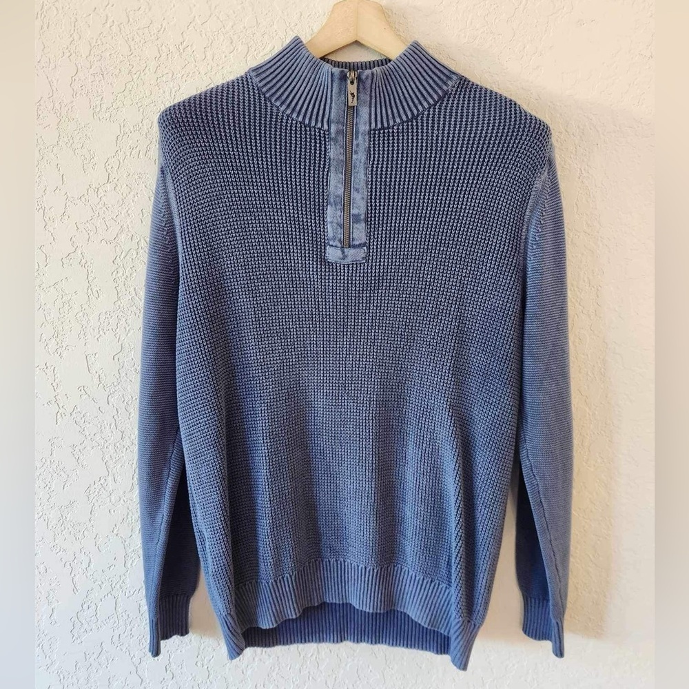 Tommy Bahama Men's Blue Half Zip Up Sweater Size Large